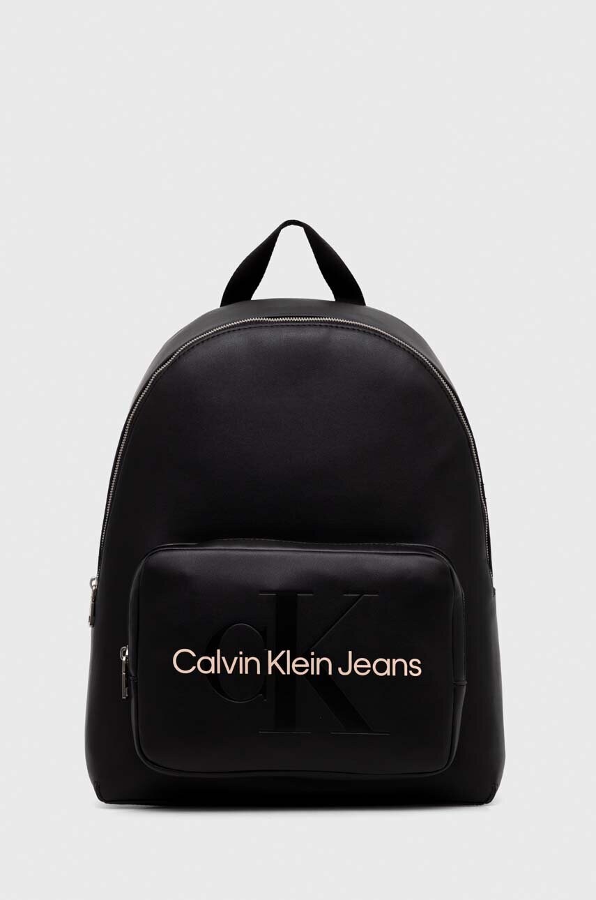 

Раница Calvin Klein Jeans в черно голям размер с принт, Черен