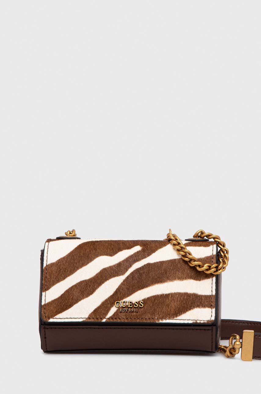 

Шкіряна сумочка Guess колір коричневий