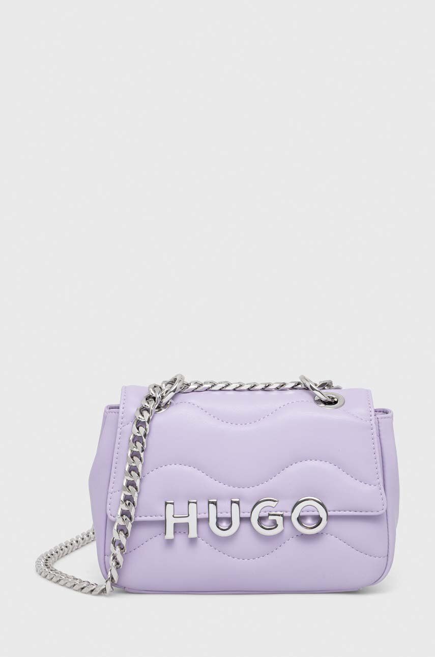 Kabelka HUGO fialová barva - fialová -  Hlavní materiál: 50 % Polyester