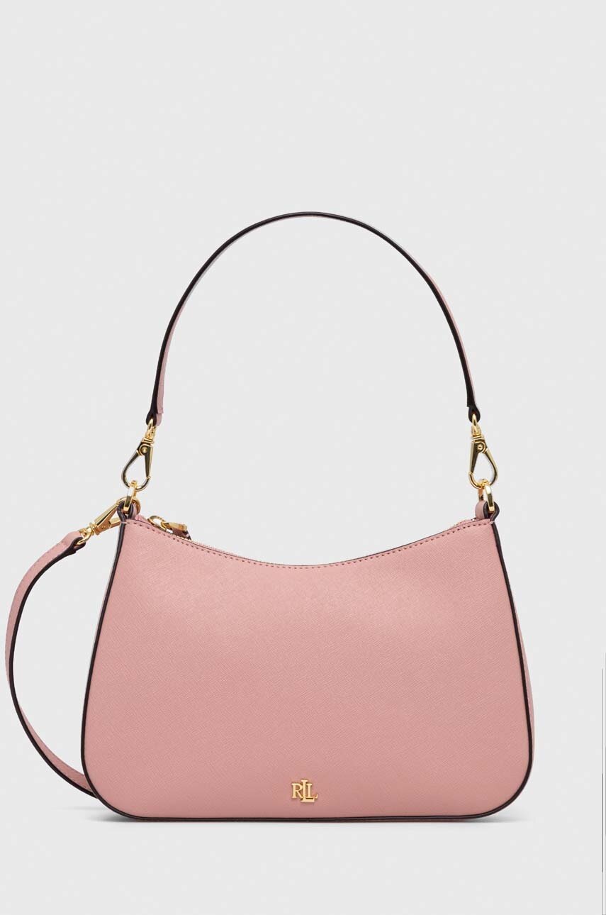

Кожена чанта Lauren Ralph Lauren в розово, Розов