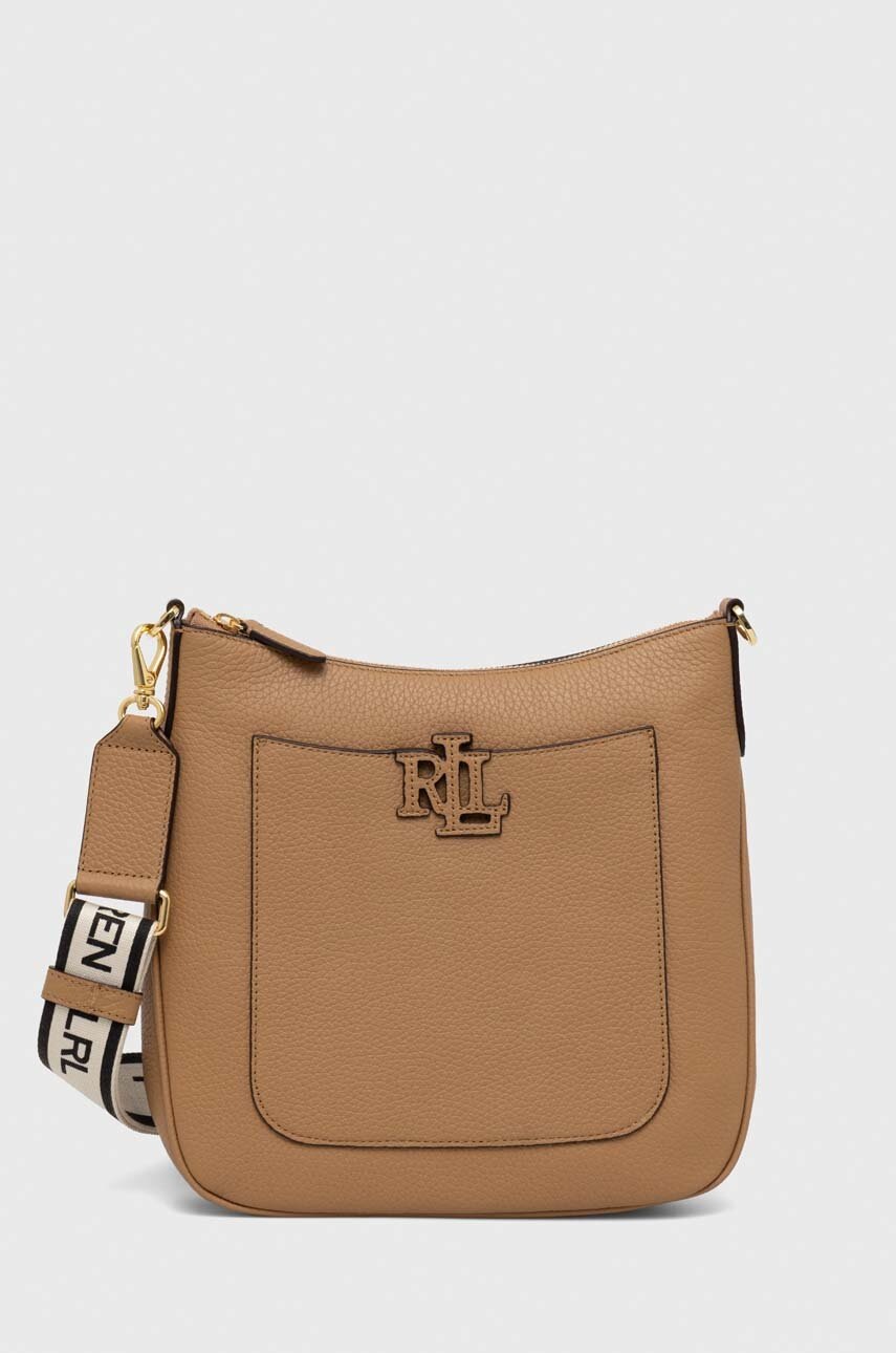 

Кожаная сумочка Lauren Ralph Lauren цвет бежевый