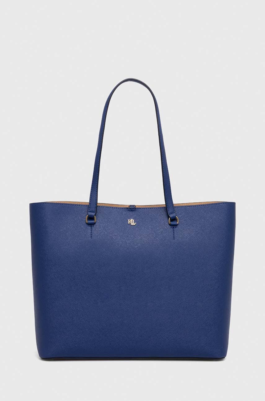

Кожена чанта Lauren Ralph Lauren в синьо, Син