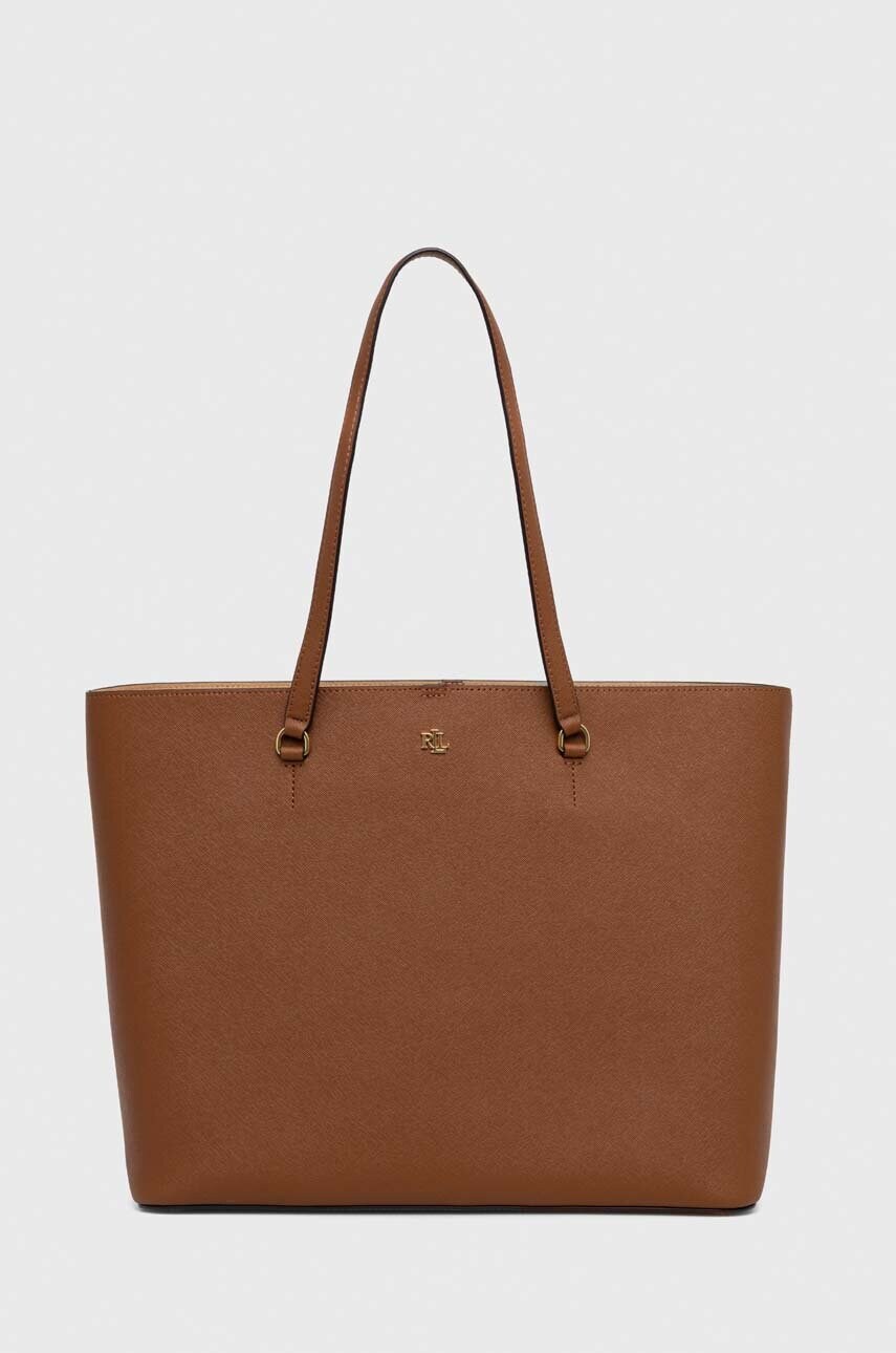Levně Kožená kabelka Lauren Ralph Lauren hnědá barva, 431911655