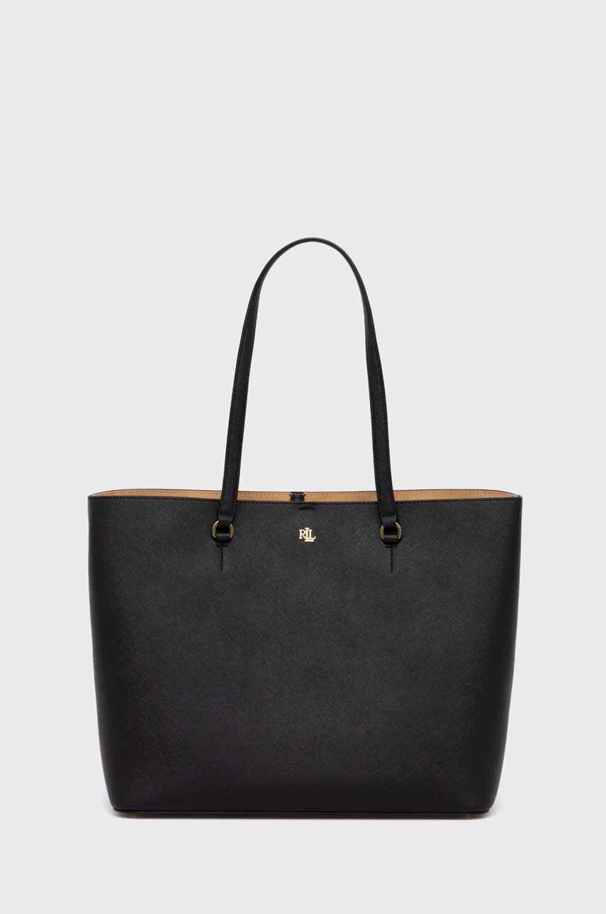 Levně Kožená kabelka Lauren Ralph Lauren černá barva, 431911655