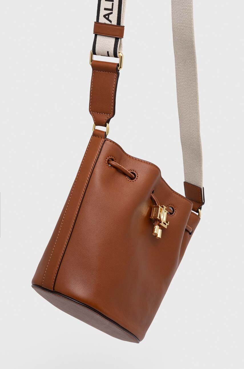 

Кожена чанта Lauren Ralph Lauren в кафяво, Кафяв