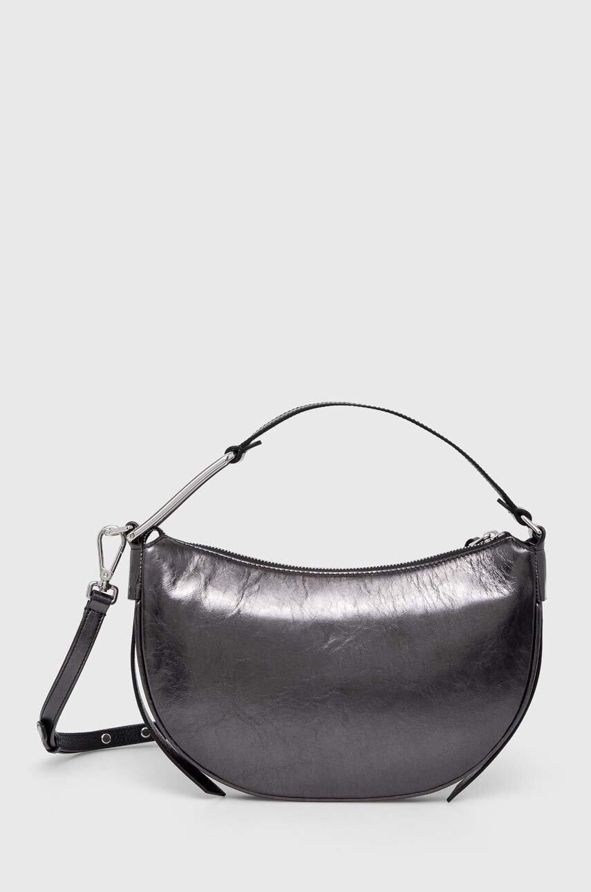

Кожена чанта Coccinelle в сиво, Сив
