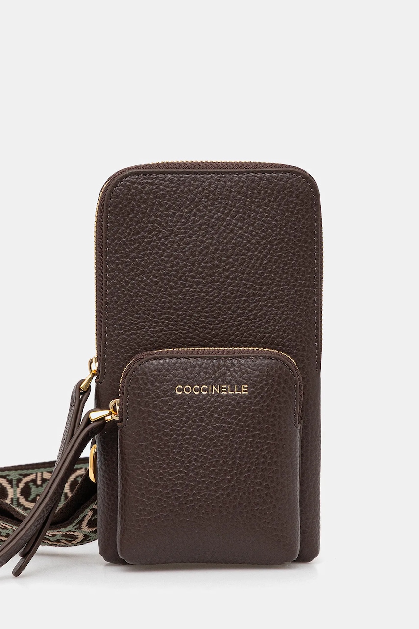 Coccinelle husa din piele pentru telefon culoarea roz