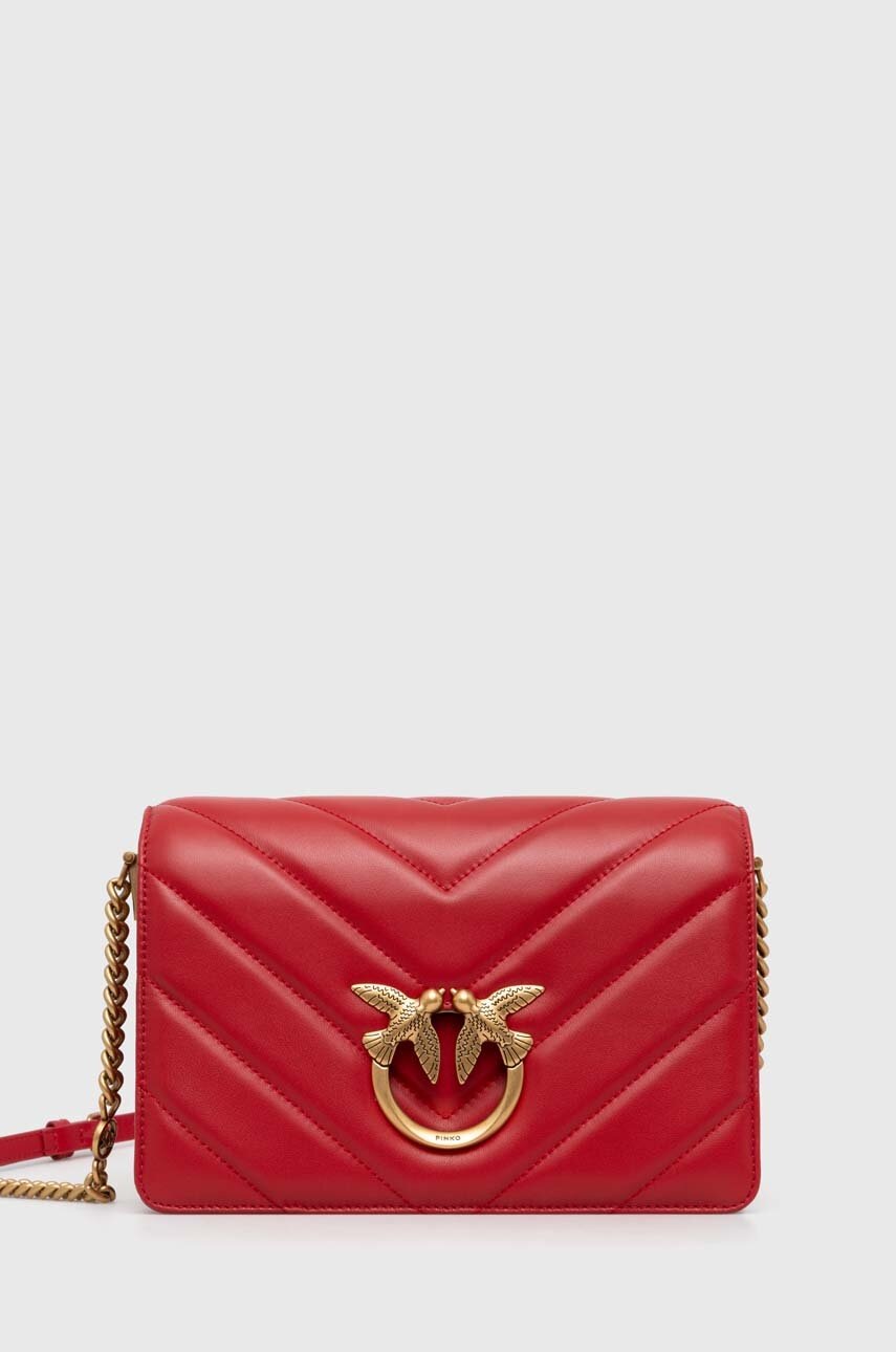 

Кожена чанта Pinko в сиво 100063.A136, Червен