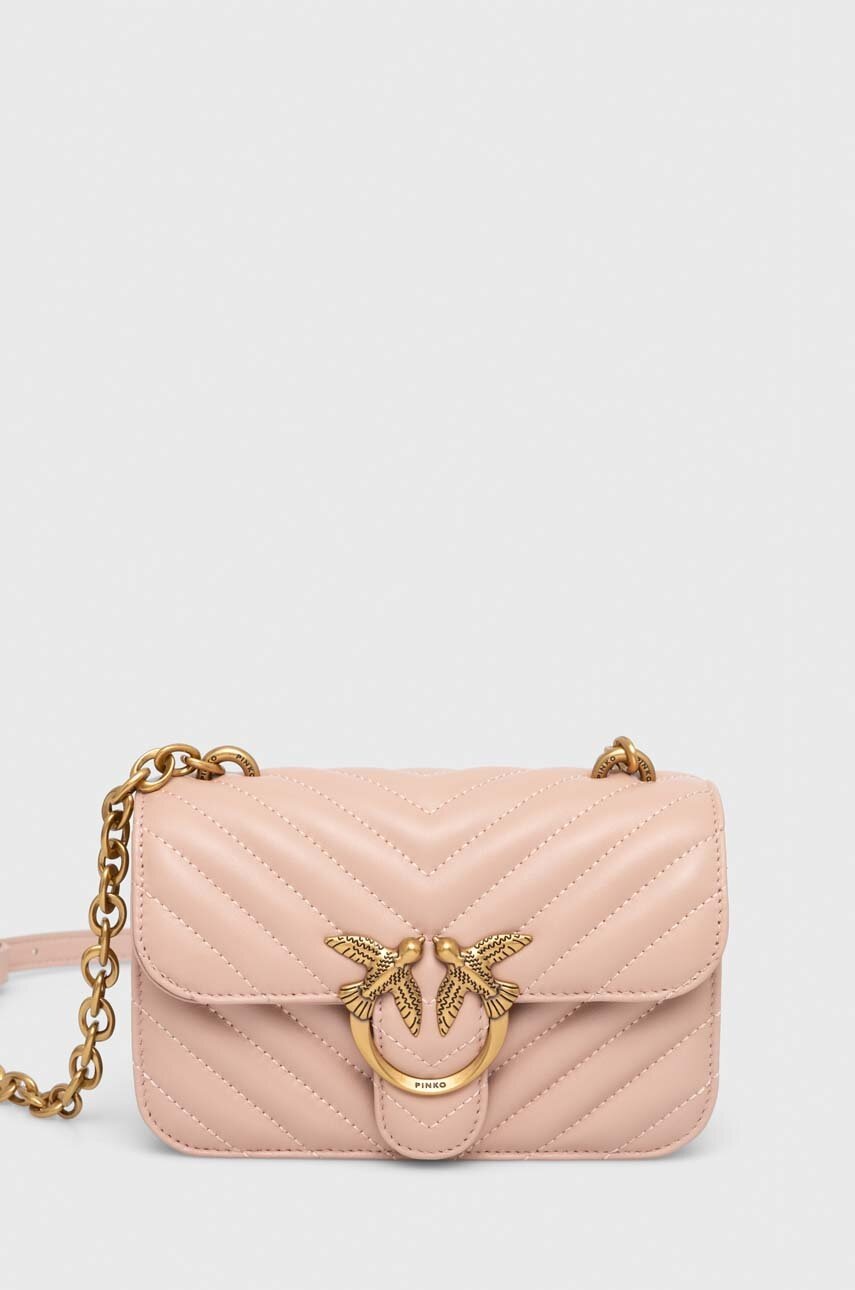 

Кожаная сумочка Pinko цвет розовый