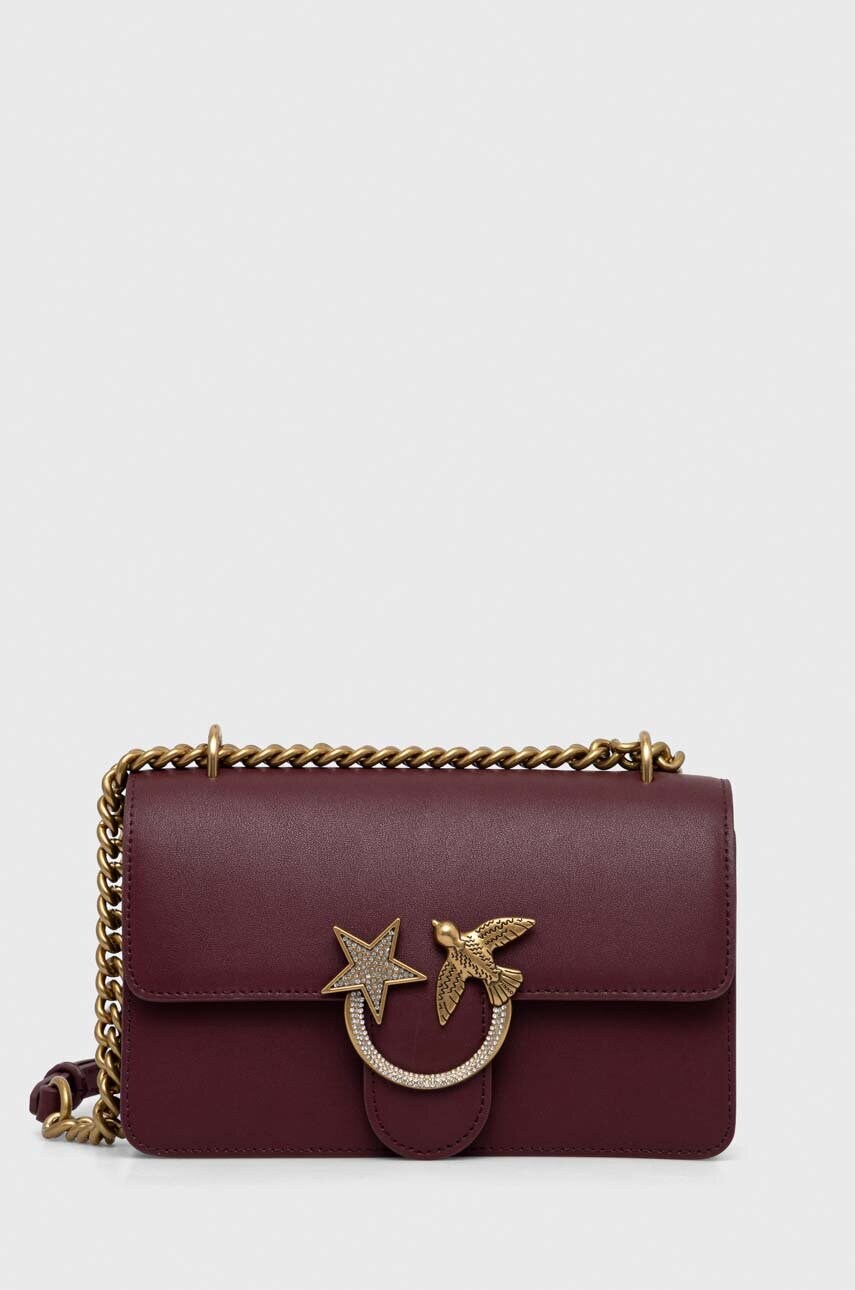

Кожаная сумочка Pinko цвет бордовый