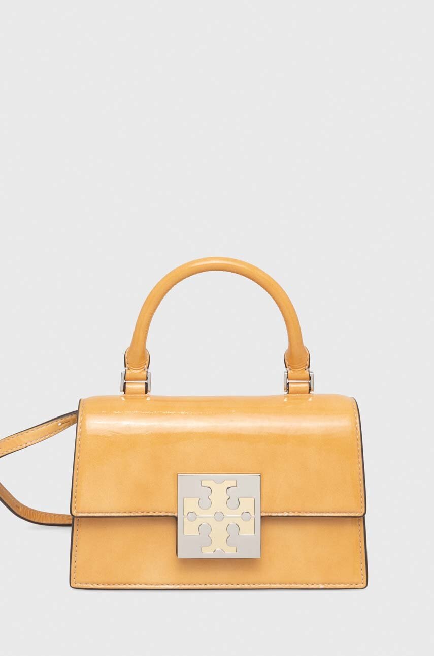 Levně Kožená kabelka Tory Burch žlutá barva