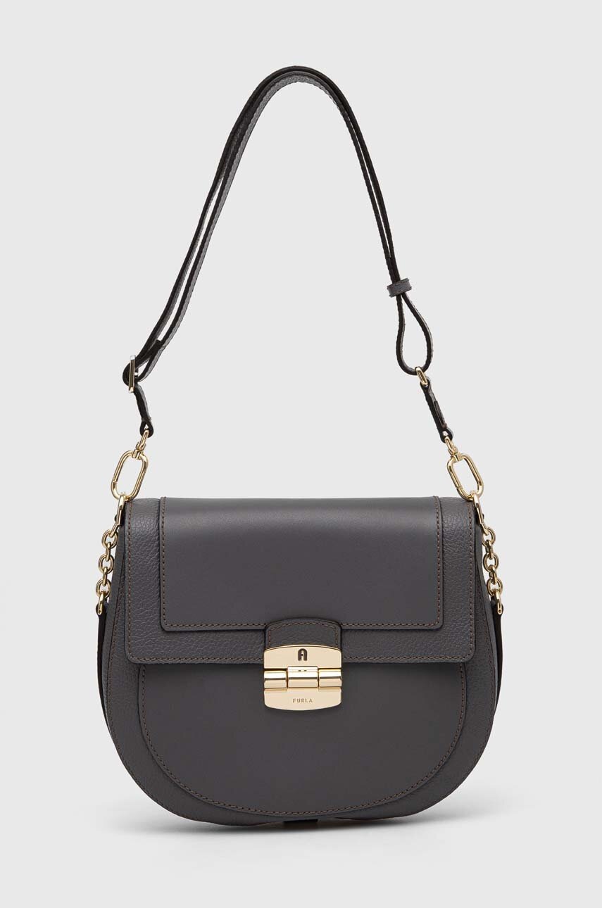 

Шкіряна сумочка Furla Club 2 колір сірий