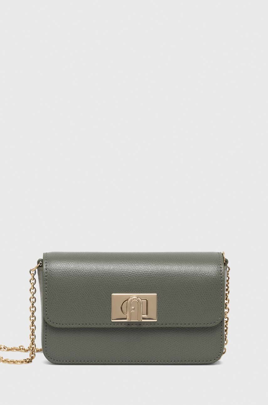 

Кожена чанта Furla в зелено, Зелен