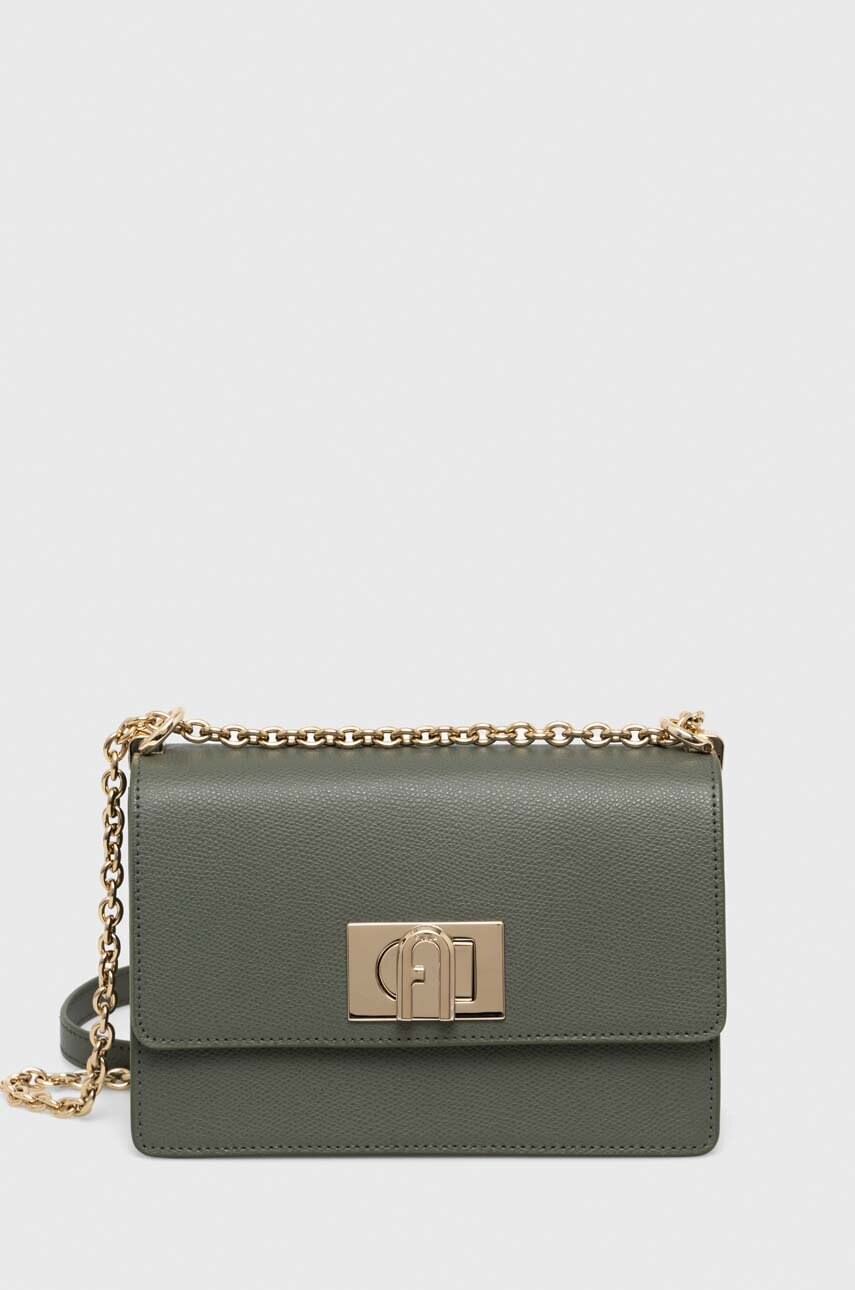 

Кожена чанта Furla в зелено, Зелен