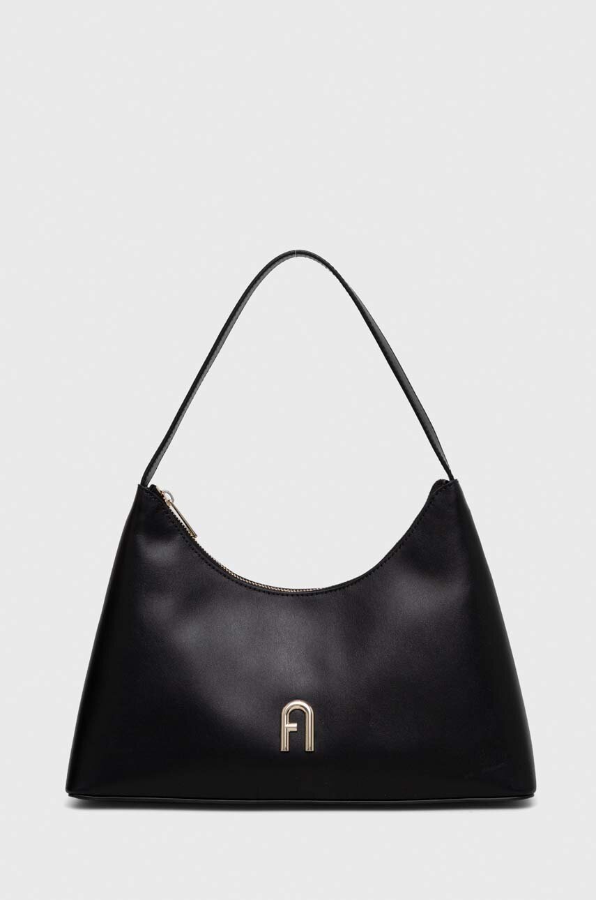 

Кожена чанта Furla в черно, Черен