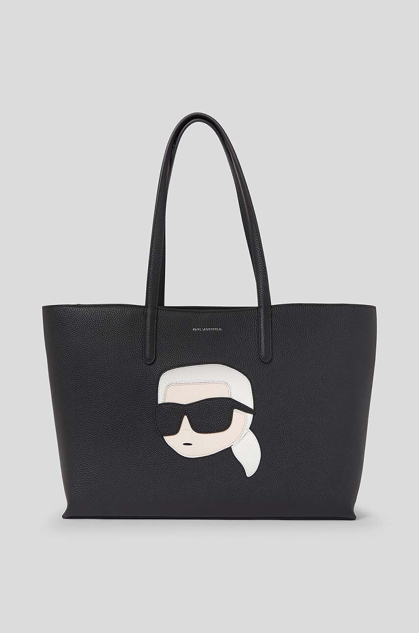 

Кожена чанта Karl Lagerfeld в черно, Черен