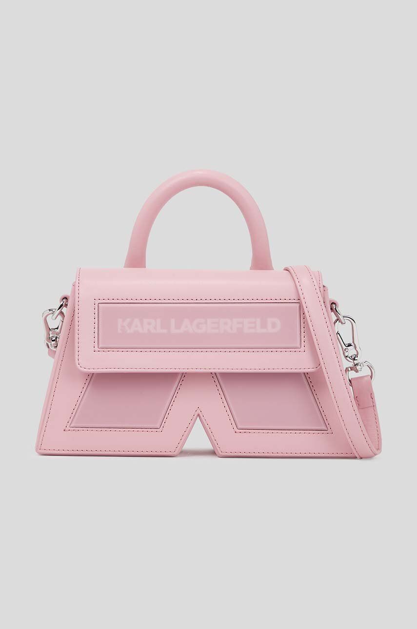 Karl Lagerfeld Poseta De Piele ICON K CB LEATHER Culoarea Roz