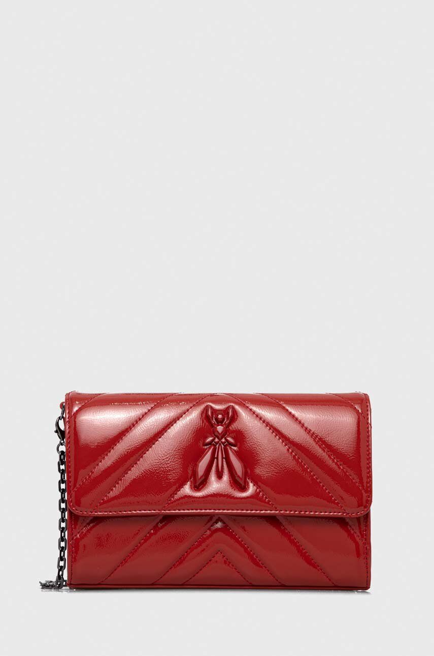 Kožená kabelka Patrizia Pepe červená barva - červená - Hlavní materiál: 100 % Lakovaná kůže Pod