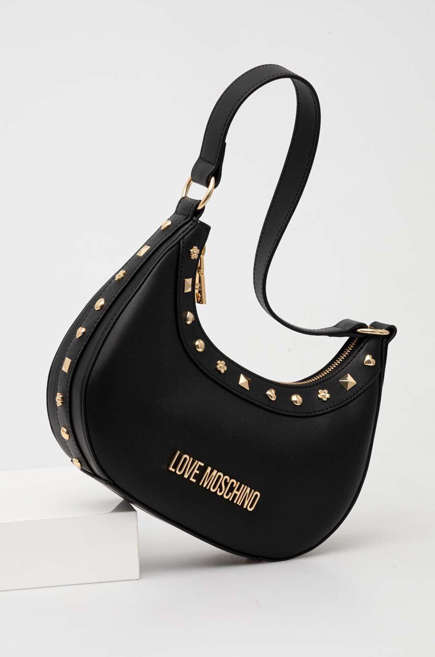 Love Moschino poseta de piele culoarea negru