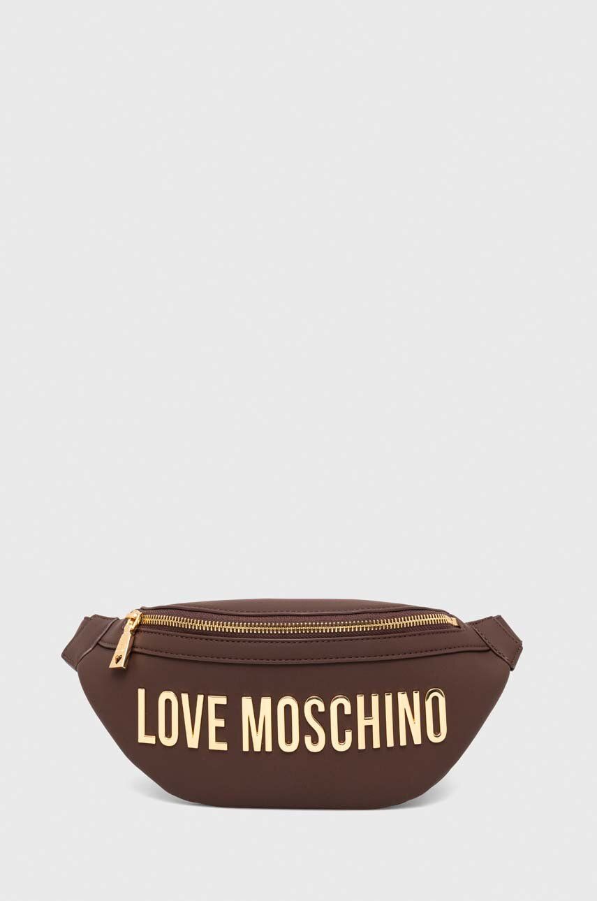 Ledvinka Love Moschino hnědá barva - hnědá - 100 % Polyuretan
