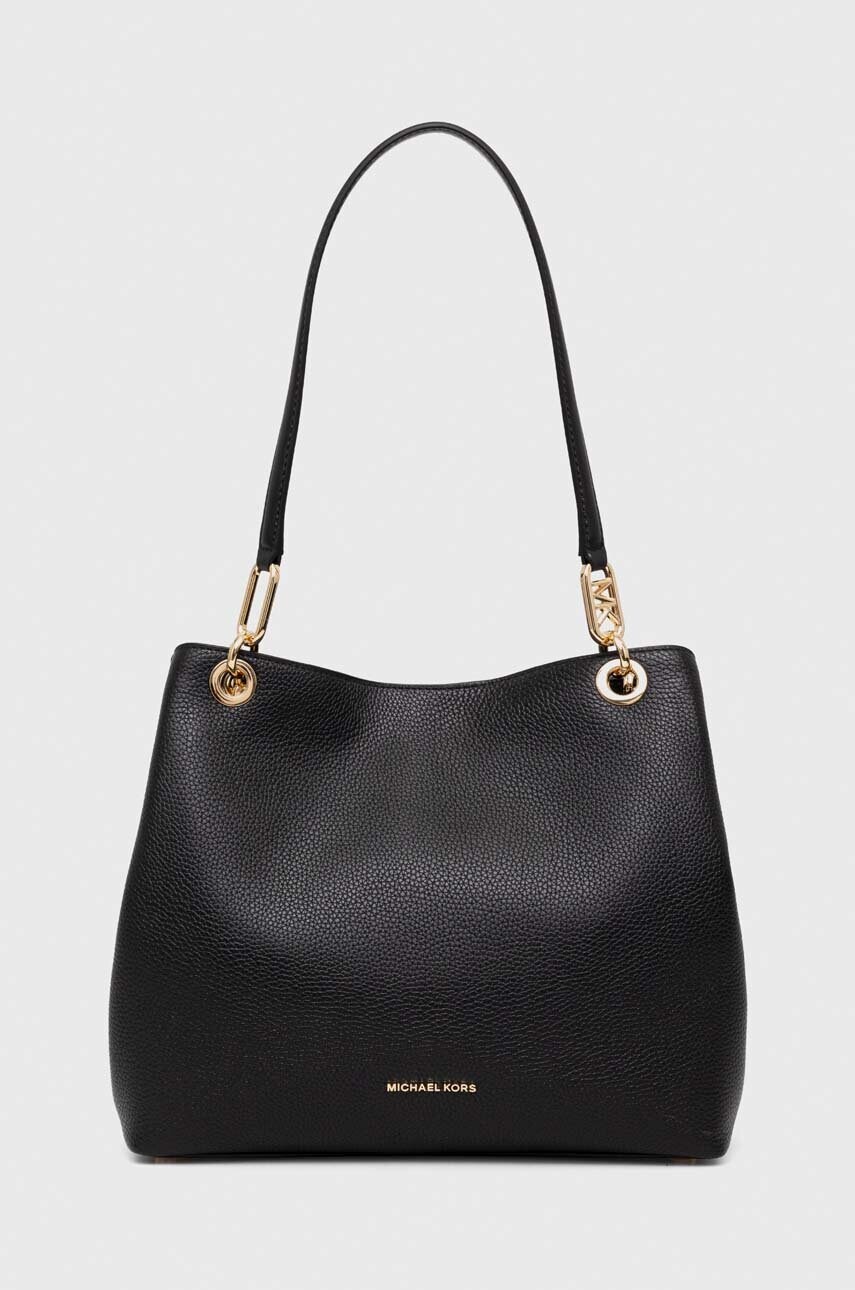 MICHAEL Michael Kors poseta de piele culoarea negru MICHAEL Michael Kors poseta de piele culoarea negru