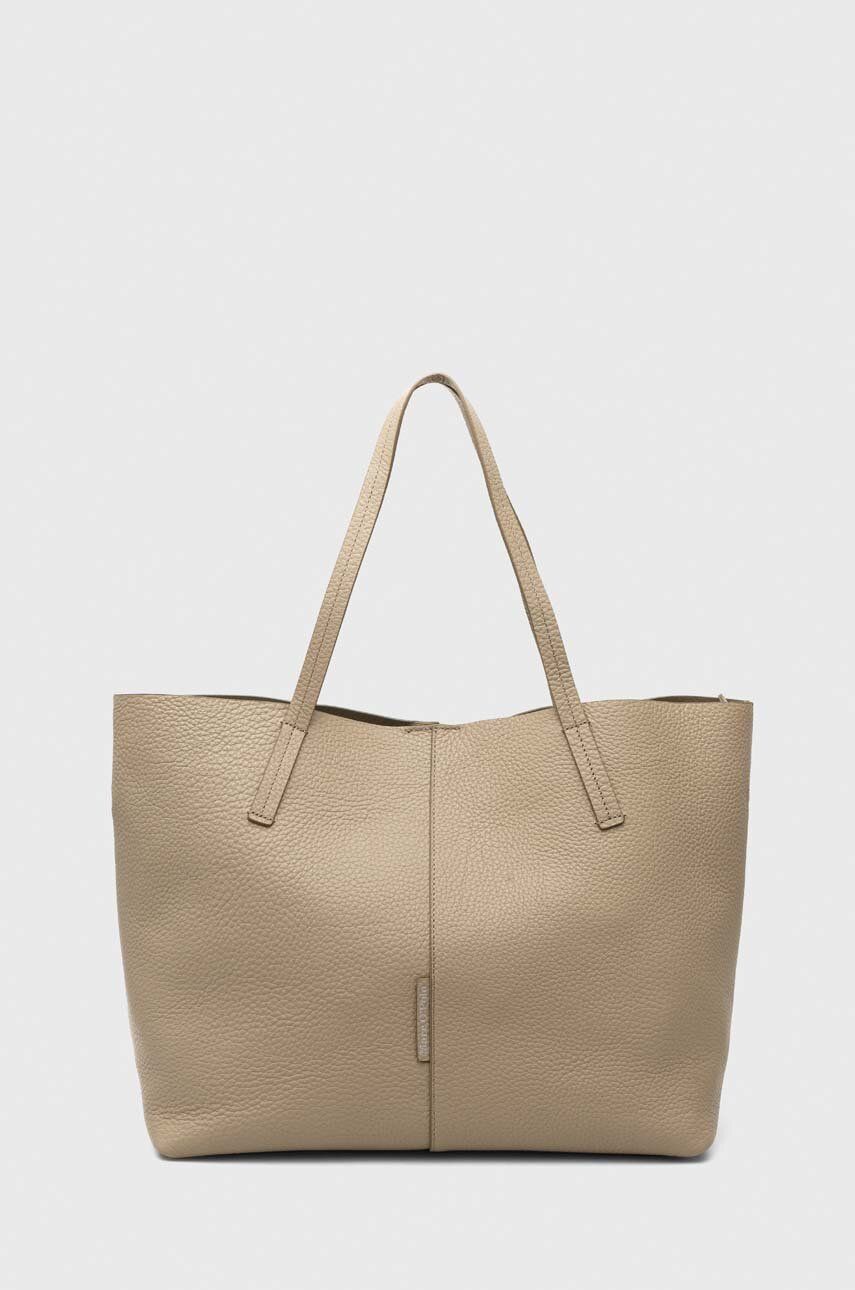 Kožená kabelka Marc O′Polo béžová barva - béžová - Hlavní materiál: 100 % Kůže Materiál č. 2: 1