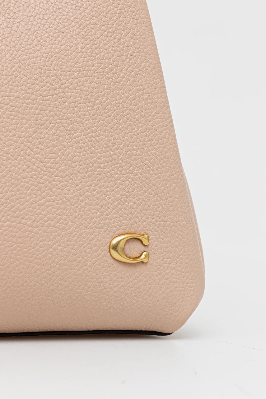 Δερμάτινη τσάντα Coach χρώμα: καφέ φωτογραφία