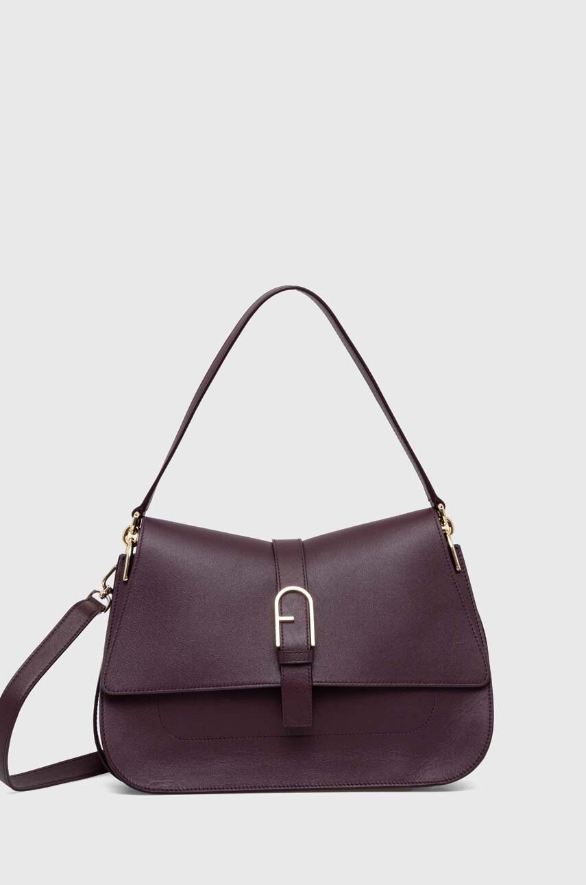 

Шкіряна сумочка Furla Flow L колір фіолетовий