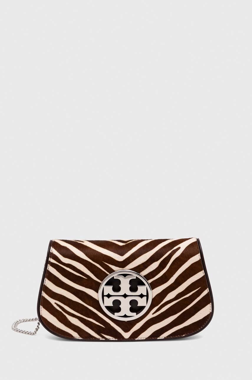 Levně Kožená kabelka Tory Burch hnědá barva