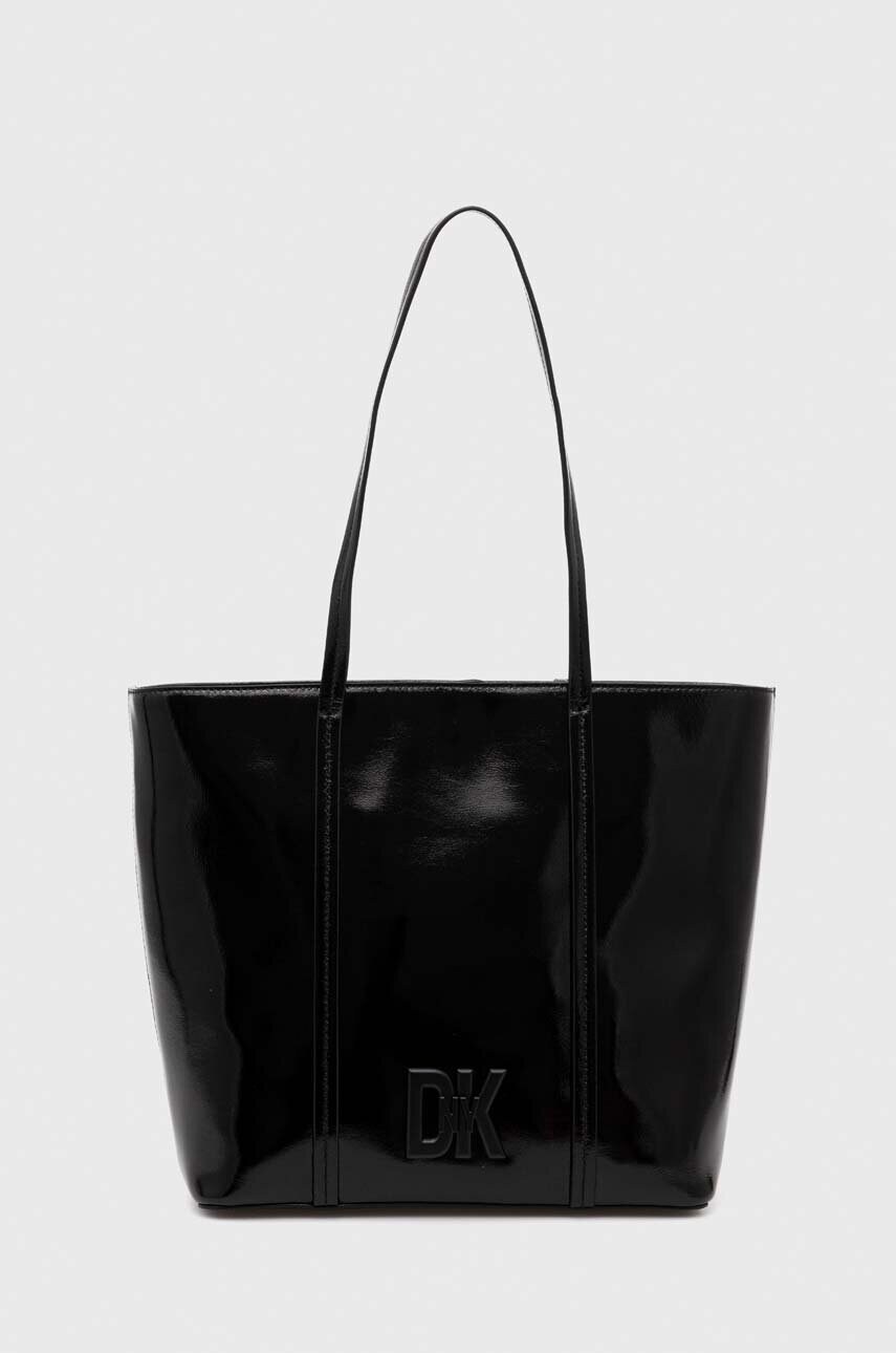 

Кожена чанта Dkny в черно, Черен