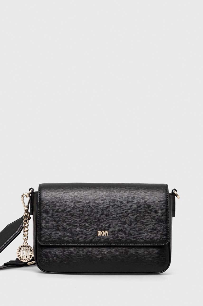 

Кожена чанта Dkny в черно, Черен