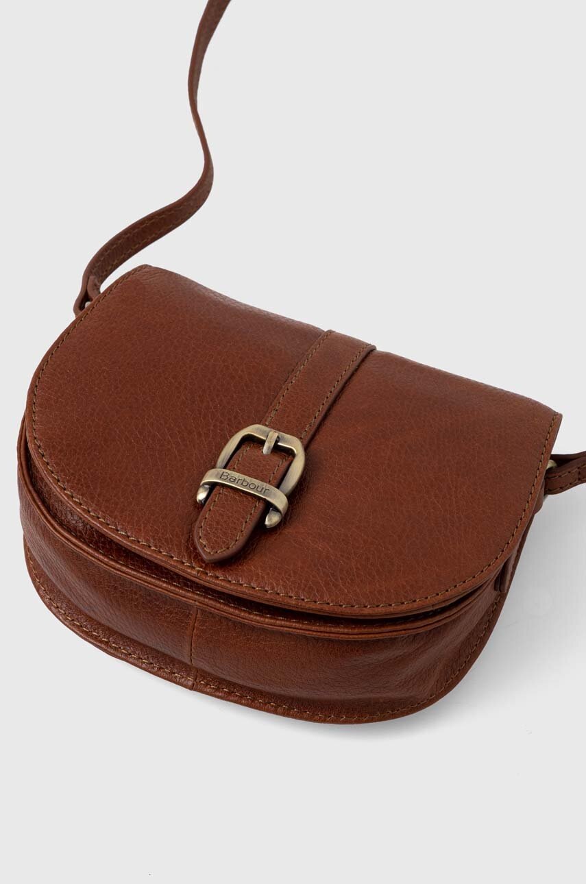 Шкіряна сумочка Barbour колір коричневий 