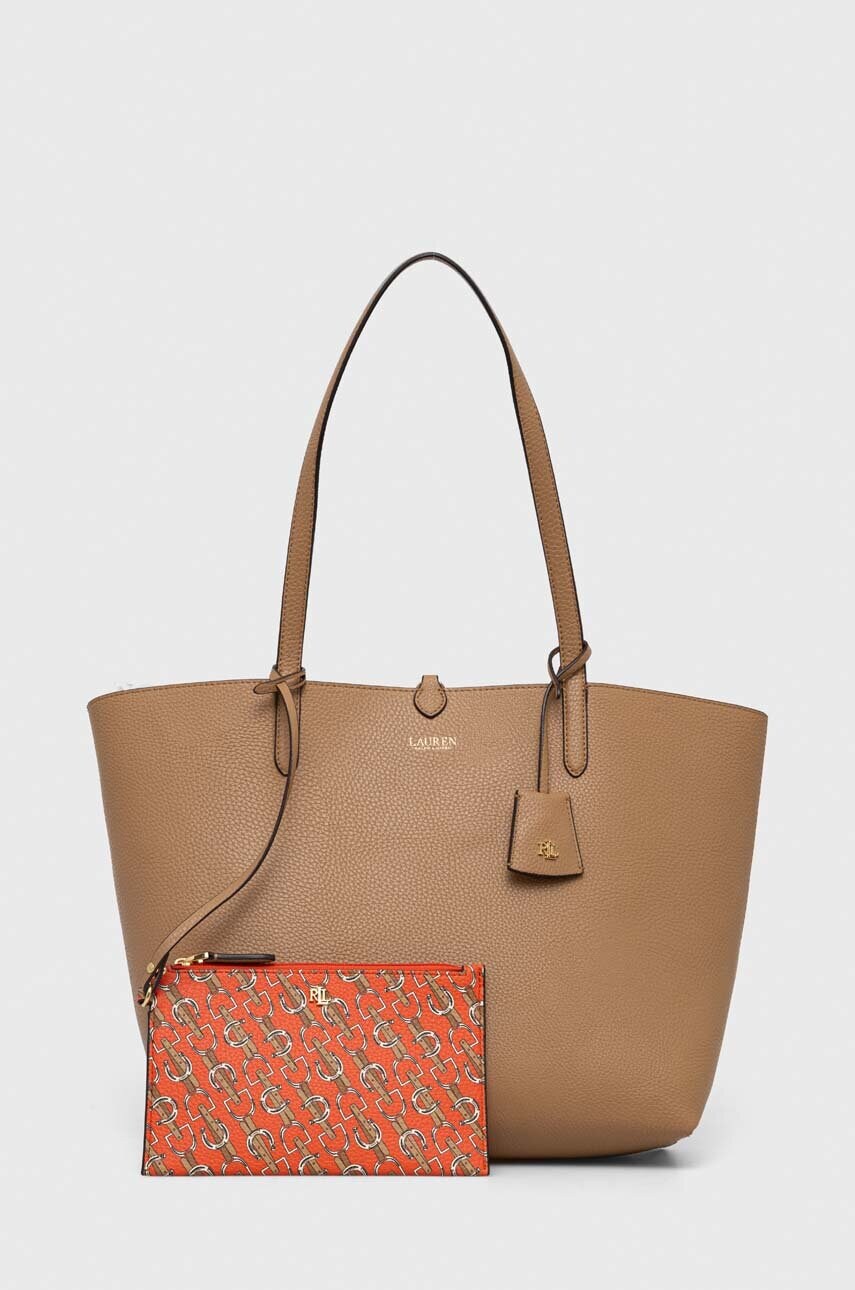 

Двостороння сумочка Lauren Ralph Lauren колір бежевий