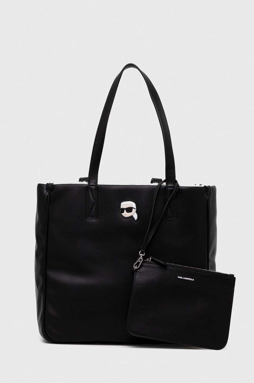 Oboustranná kabelka Karl Lagerfeld černá barva - černá - Hlavní materiál: 57 % Polyuretan
