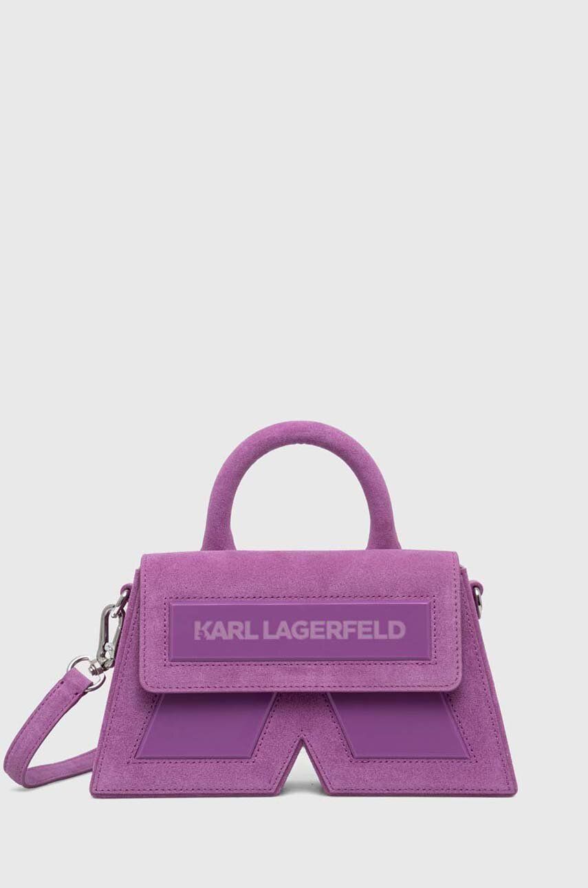 Karl Lagerfeld geanta de mana din piele intoarsa culoarea violet answear.ro answear.ro