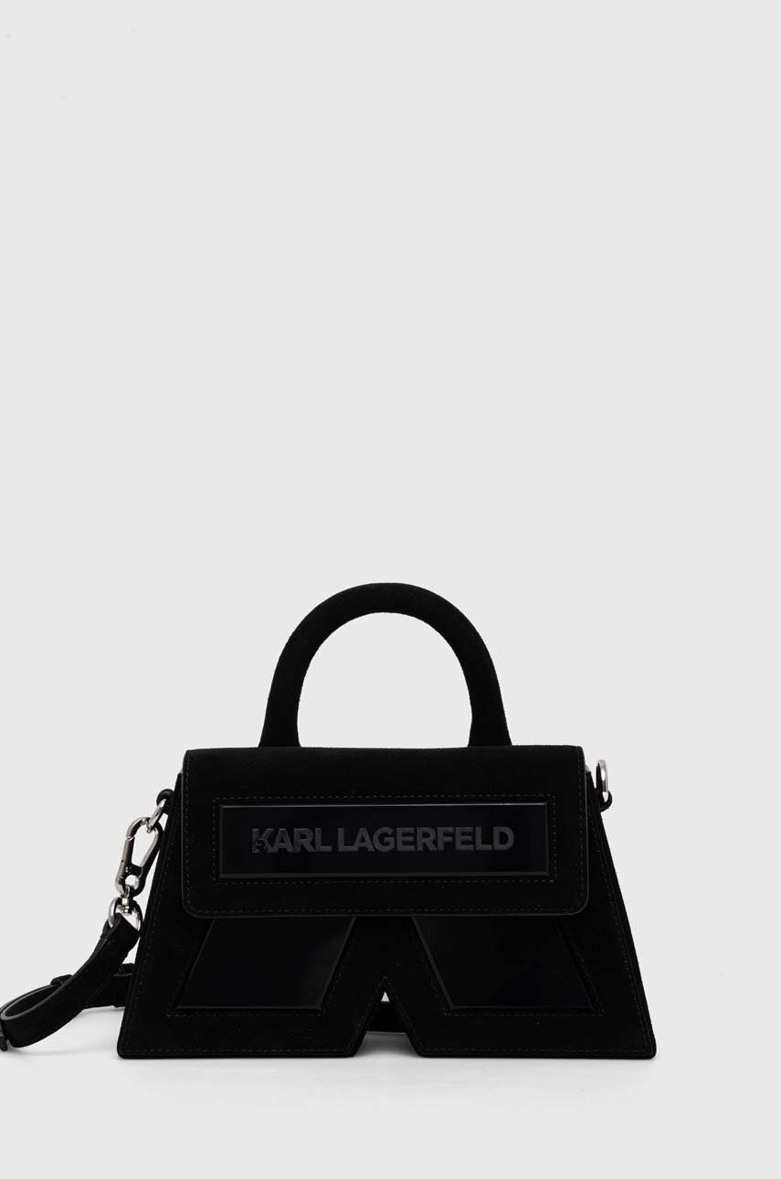 Levně Semišová kabelka Karl Lagerfeld zelená barva
