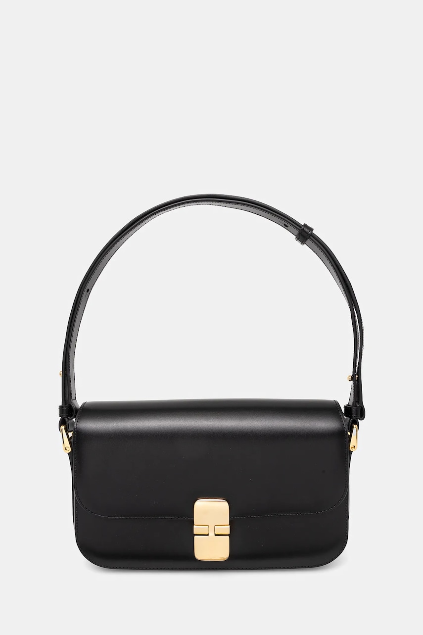 A.P.C. poșetă de piele culoarea negru A.P.C. poșetă de piele culoarea negru