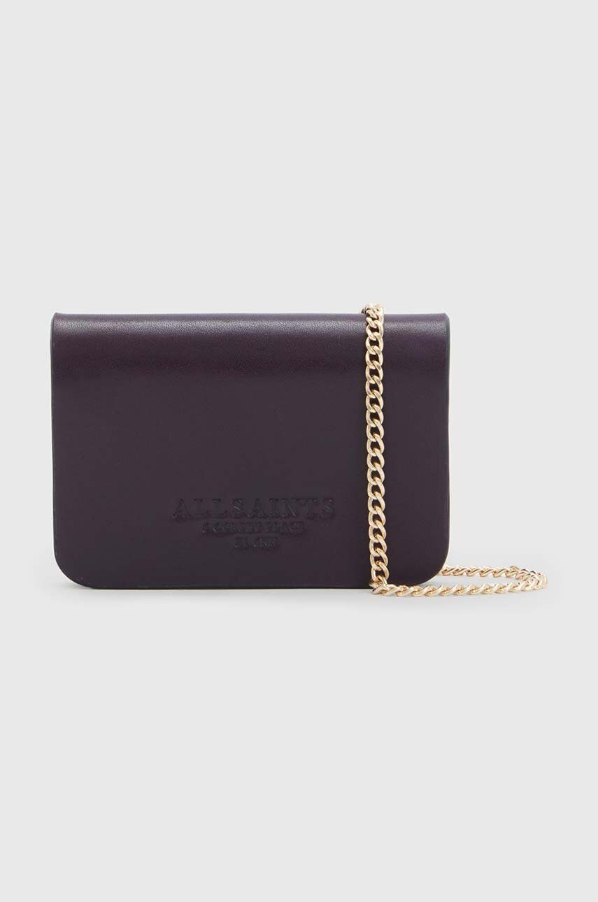 Kožená kabelka AllSaints Tallulah fialová barva - fialová - Hlavní materiál: 100 % Jehněčí kůže