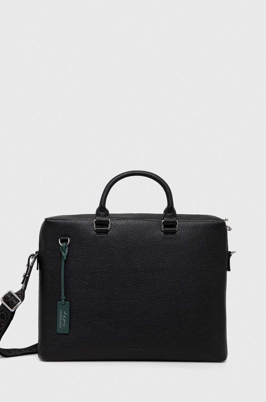 Coccinelle geanta pentru laptop din piele culoarea negru