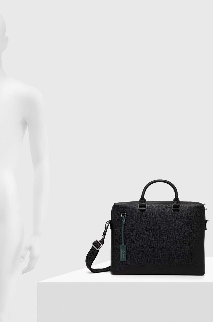 Δερμάτινη τσάντα φορητού υπολογιστή Coccinelle χρώμα: μαύρο φωτογραφία