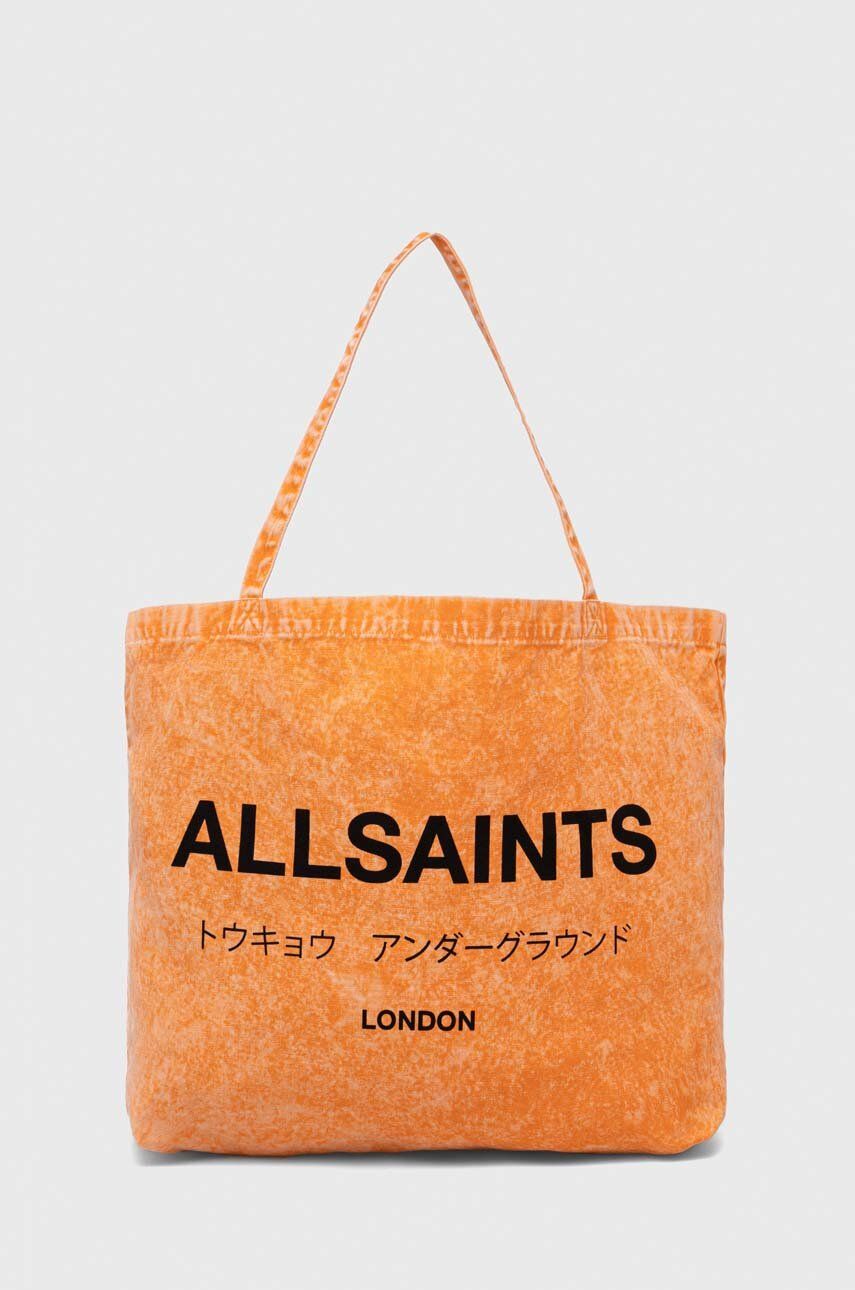 E-shop Bavlněná taška AllSaints oranžová barva