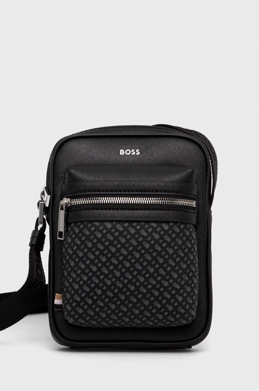

Шкіряна сумка BOSS колір чорний