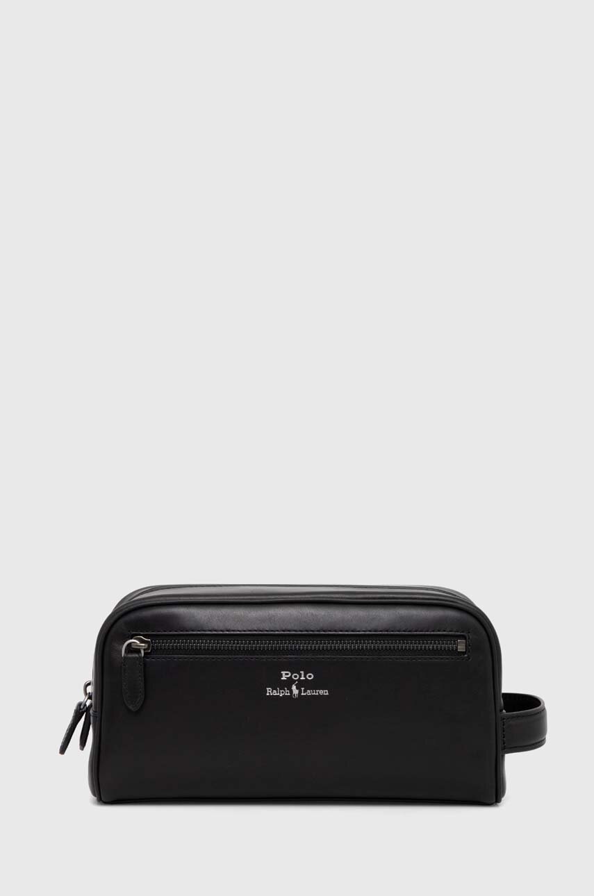 

Кожена козметична чанта Polo Ralph Lauren в черно, Черен