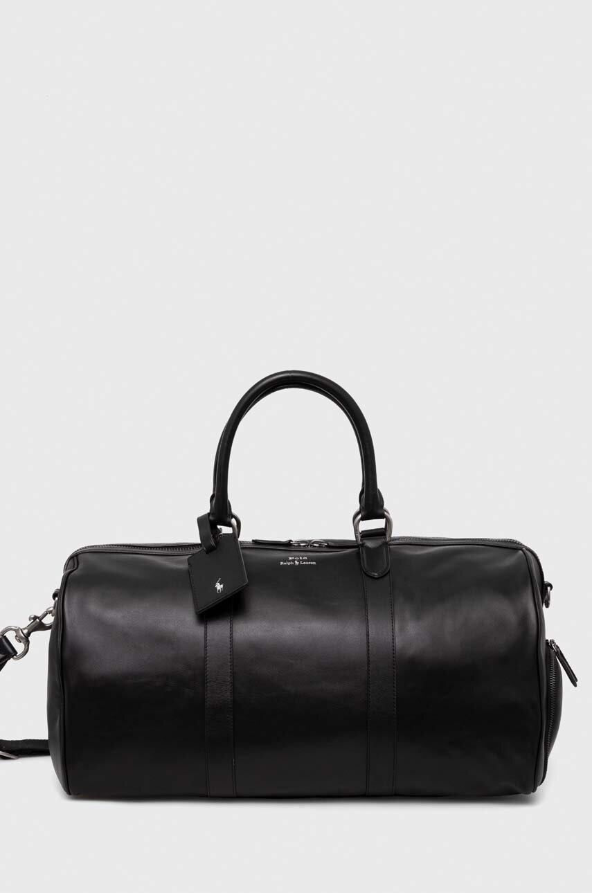 

Кожена чанта Polo Ralph Lauren в черно, Черен
