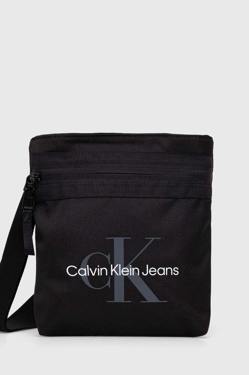 Levně Ledvinka Calvin Klein Jeans černá barva, K50K511097