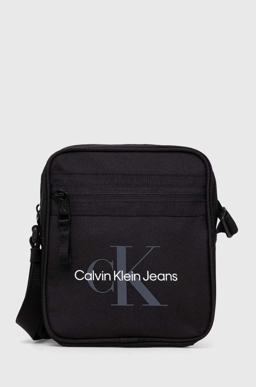 Levně Ledvinka Calvin Klein Jeans černá barva, K50K511098