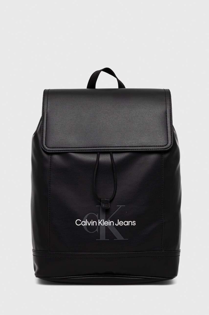 

Раница Calvin Klein Jeans в черно голям размер с принт, Черен