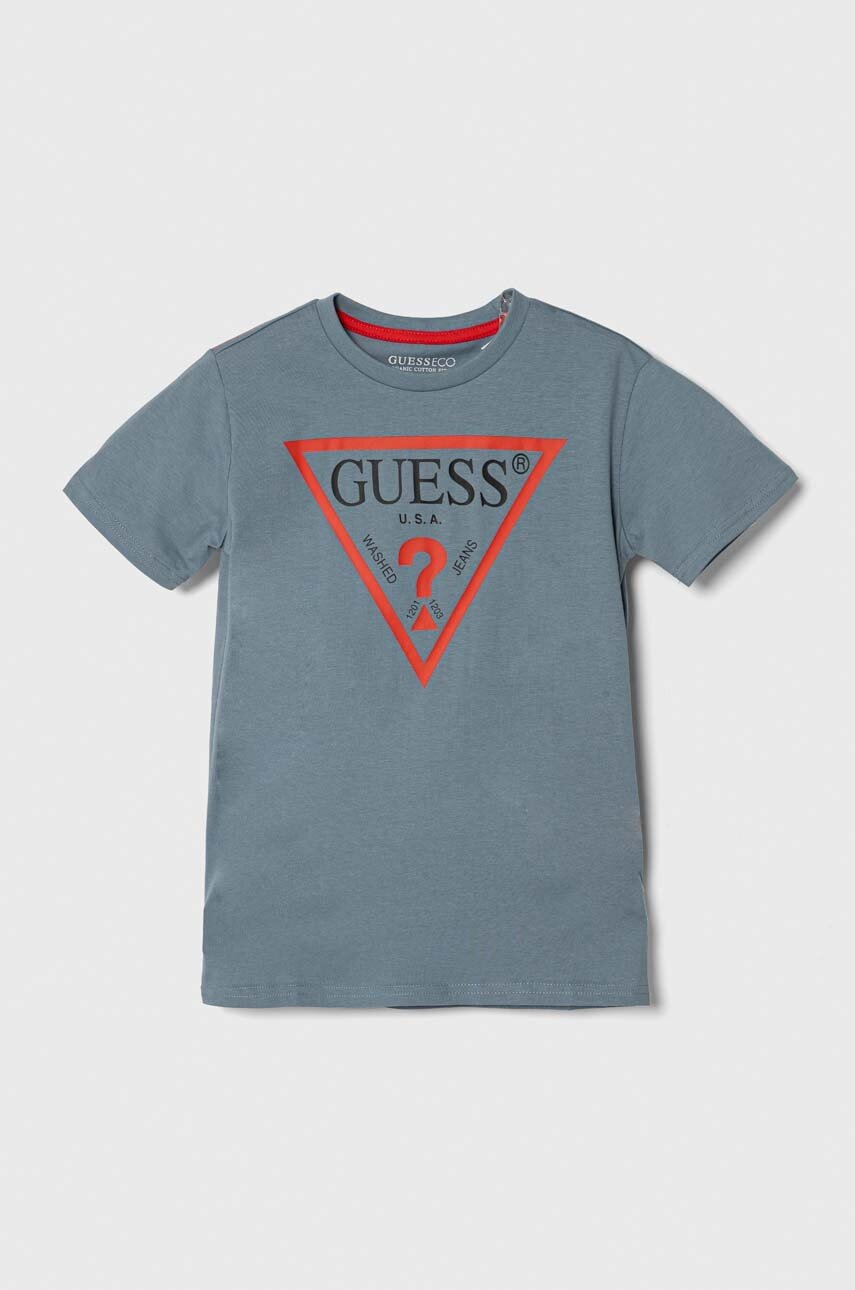 

Дитяча бавовняна футболка Guess з принтом