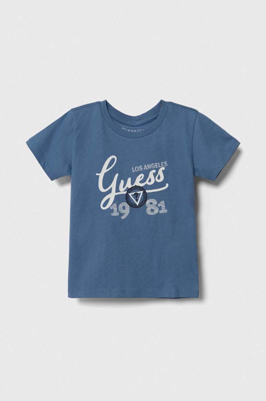 

Дитяча бавовняна футболка Guess з принтом