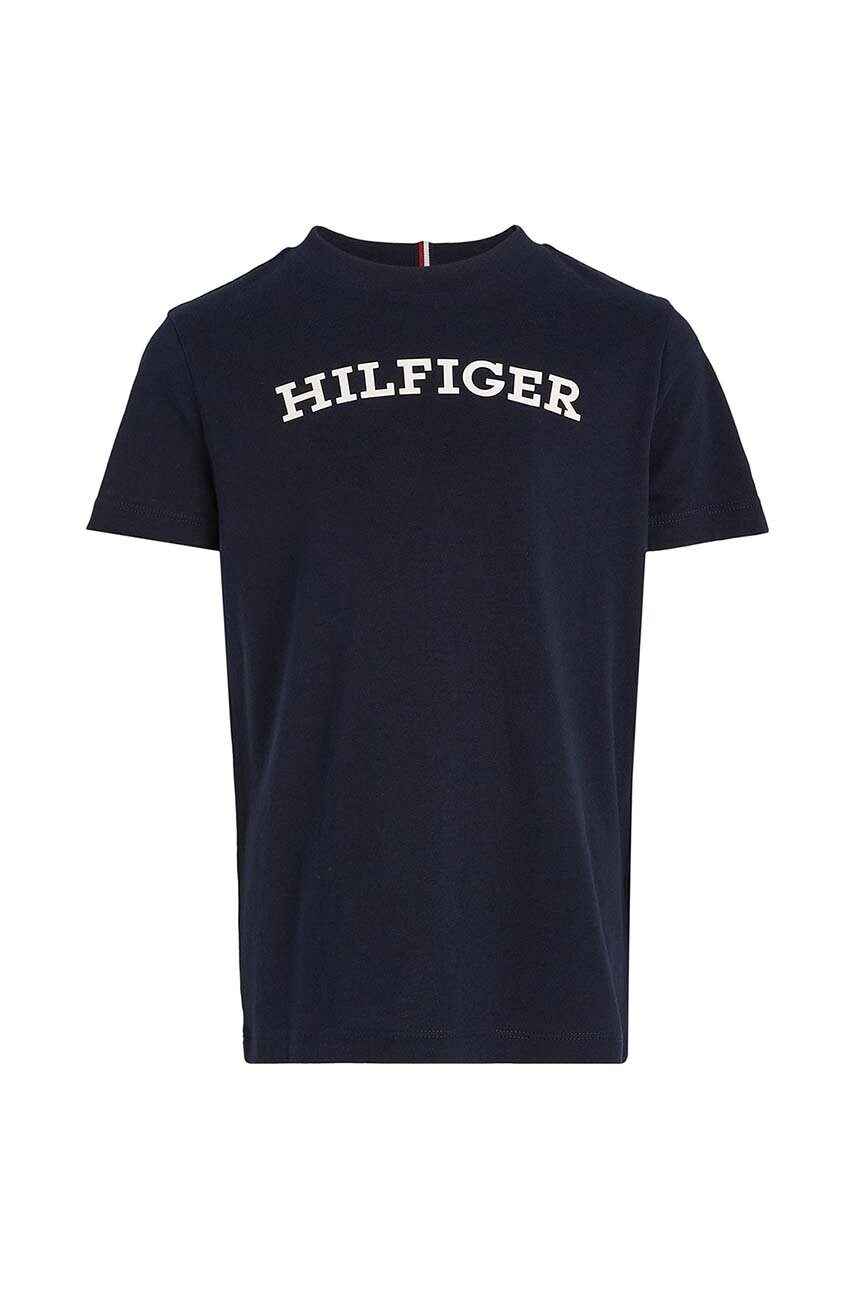 

Детская хлопковая футболка Tommy Hilfiger цвет синий с принтом